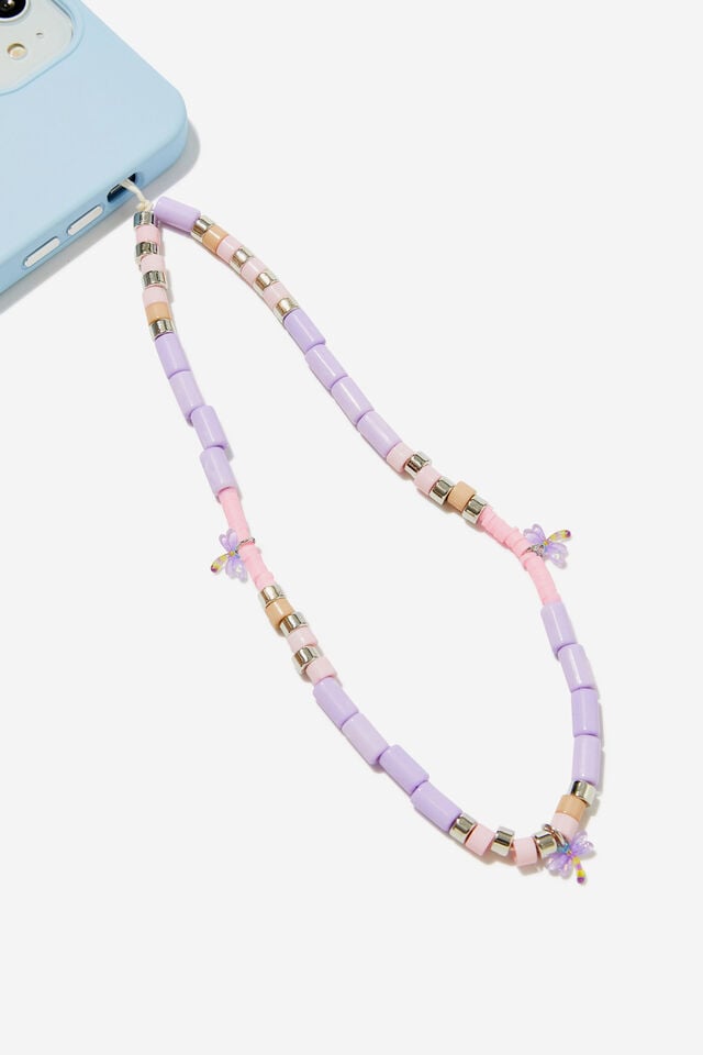 Carried Away Phone Charm Strap, PINK + PURPLE DRAGONFLY
