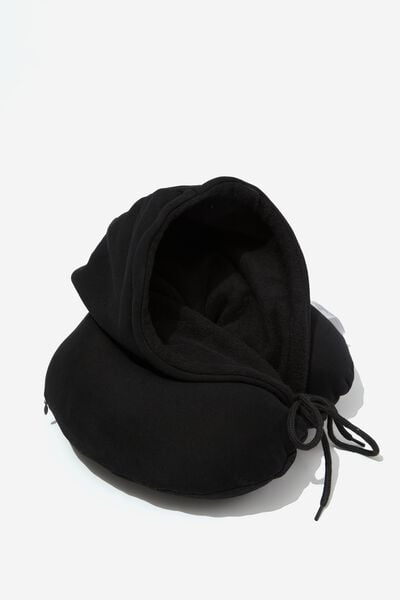 Travel Pillow With Hood, BLACK