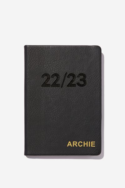 Personalised 2022 23 A4 Weekly Buffalo Diary, JET BLACK