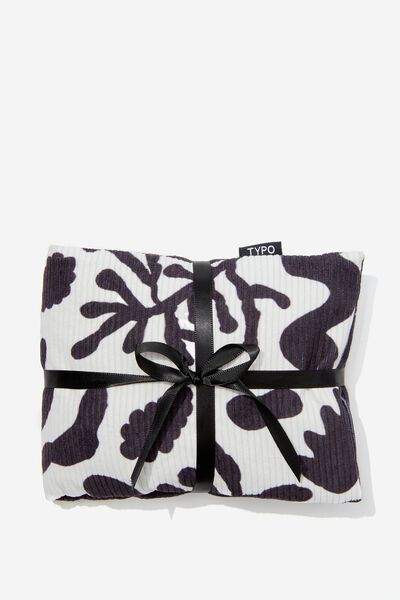 Plush Heat Pack, CHILL VIBES ABSTRACT FOLIAGE BLACK WHITE