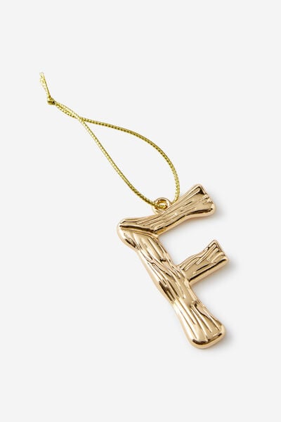 Metal Alphabet Christmas Ornament, TEXTURED F