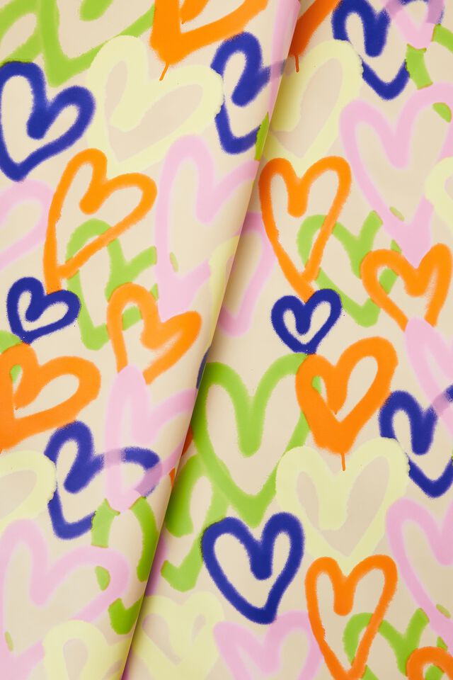 Roll Wrapping Paper, AEROSOL HEARTS MULTI