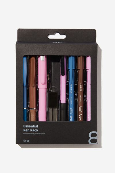 Essential Pen Pack, BROWN, PINK AND BLUE
