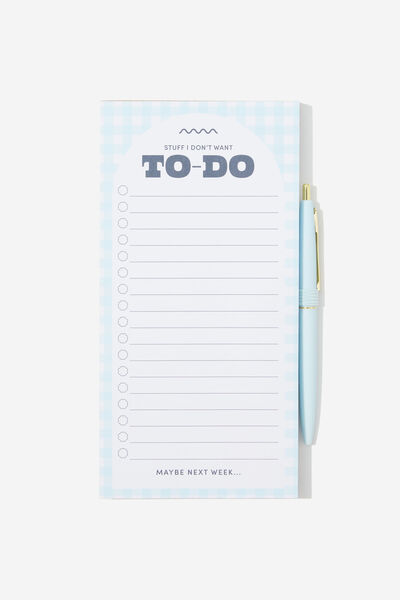 Get It Done Notepad, BLUE GINGHAM