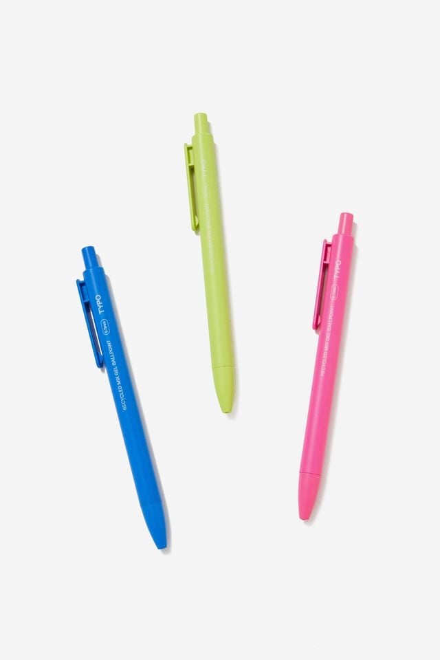 Gel Ballpoint 3Pk Recycled Mix, BRIGHTS