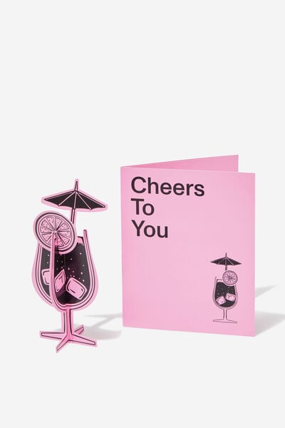 Luxe Nice Card, CHEERS TO YOU COCKTAIL PINK POP-OUT!