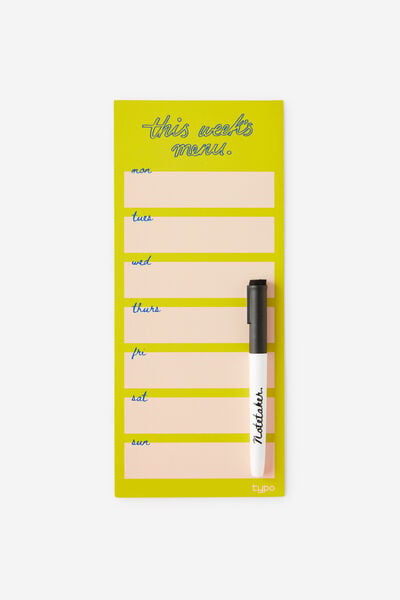 Magnetic Memo Lists, MENU