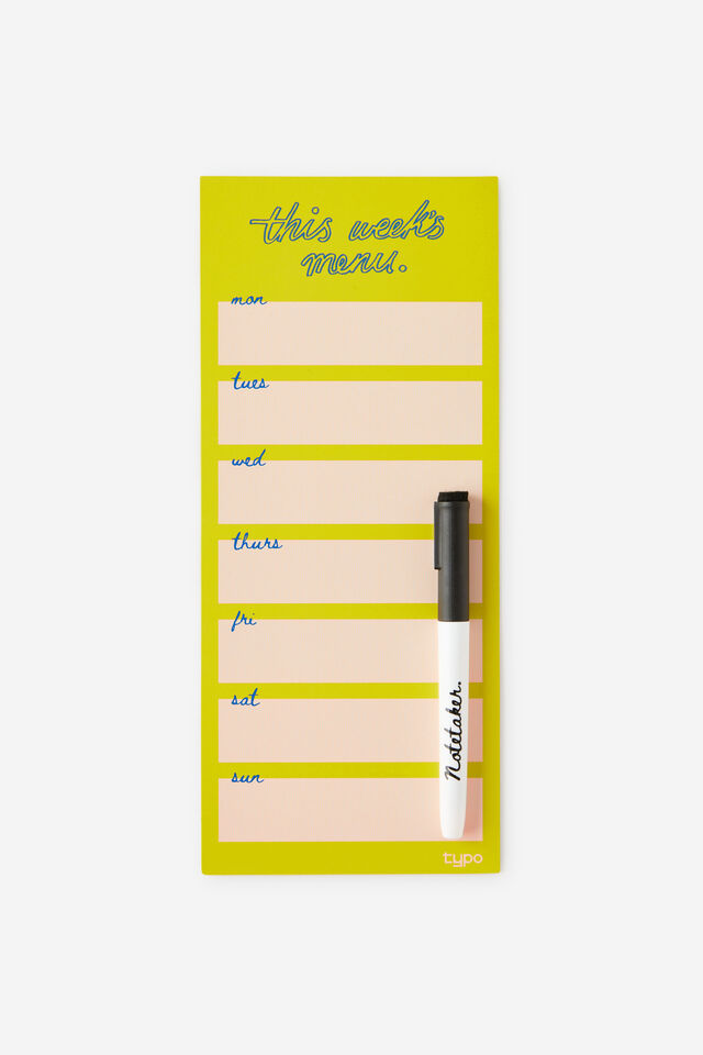 Magnetic Memo Lists, MENU