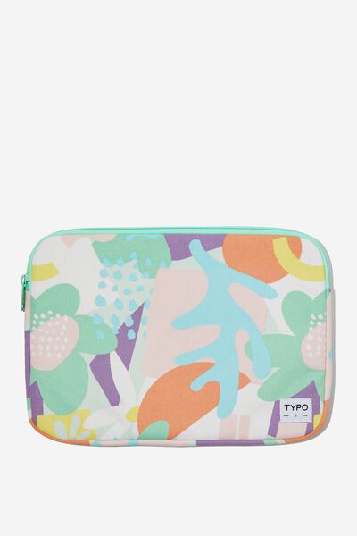 Take Me Away 13 Inch Laptop Case, ABSTRACT FLORAL / SOFT POP