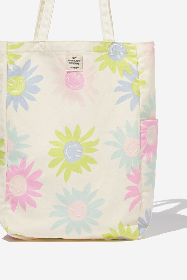 Smiley Stitched Up Tote, LCN SMI SMILEY MULTI COL FLORAL