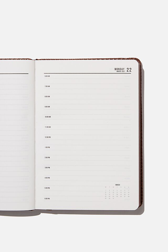 2021 A5 Daily Buffalo Diary, BROWN BASKET WEAVE