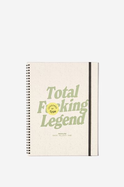 A4 Spinout Notebook, BEIGE TOTAL F*CKING LEGEND!!