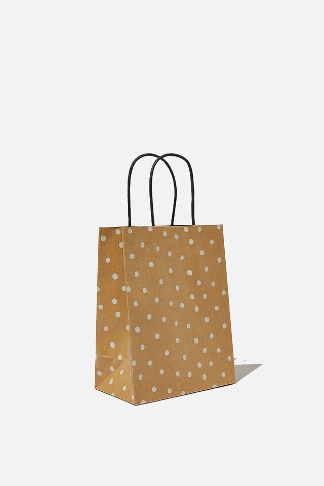 Get Stuffed Gift Bag - Small, KRAFT WHITE SPOT
