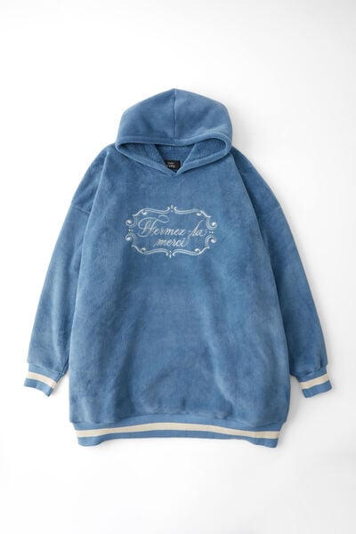 Slounge Around Oversized Hoodie, FERMEZ LA MERCI BLUE SHADOW USA