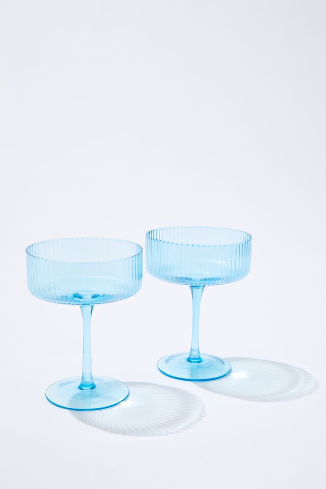Set Of 2 Champagne Coupe Glasses, ARCTIC BLUE