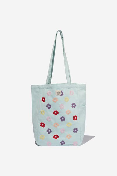 Stitched Up Tote, SPRING MINT MULTI COLOUR DAISIES