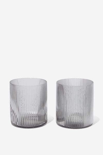 Set Of 2 Low Ball Glasses, COOL GRAY