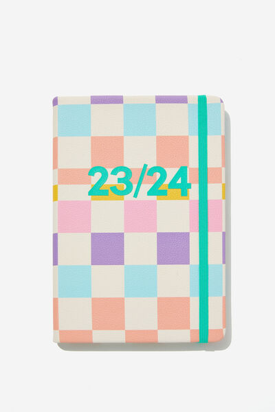 2023 24 A5 Weekly Buffalo Diary Recycled Mix, CHECKERBOARD SOFT POP MULTICOLOURED