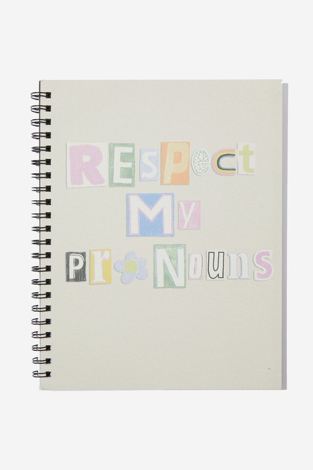 A4 Campus Notebook Recycled, RESPECT MY PRONOUNS CUTOUT