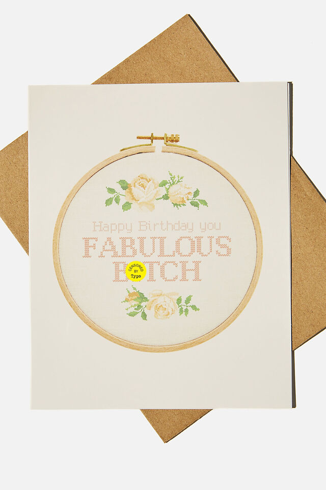 Funny Birthday Card, FABULOUS BITCH EMBROIDERY HOOP!