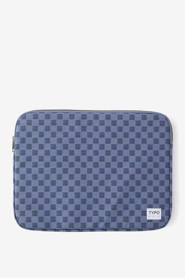 Take Me Away 15 Inch Laptop Case, STRIPED CHECK STORM BLUE