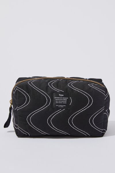 Florence Pencil Case, QUILTED BLACK CONTRAST STITCH