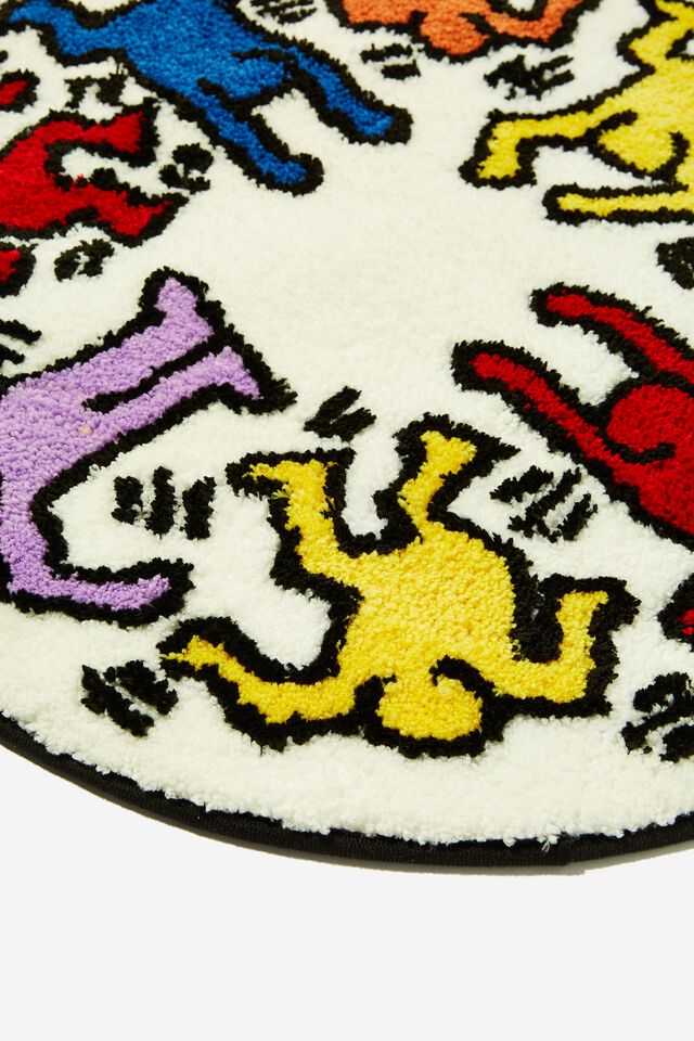 Keith Haring Floor Rug, LCN KEI KEITH HARING ROUND PEOPLE BRIGHTS