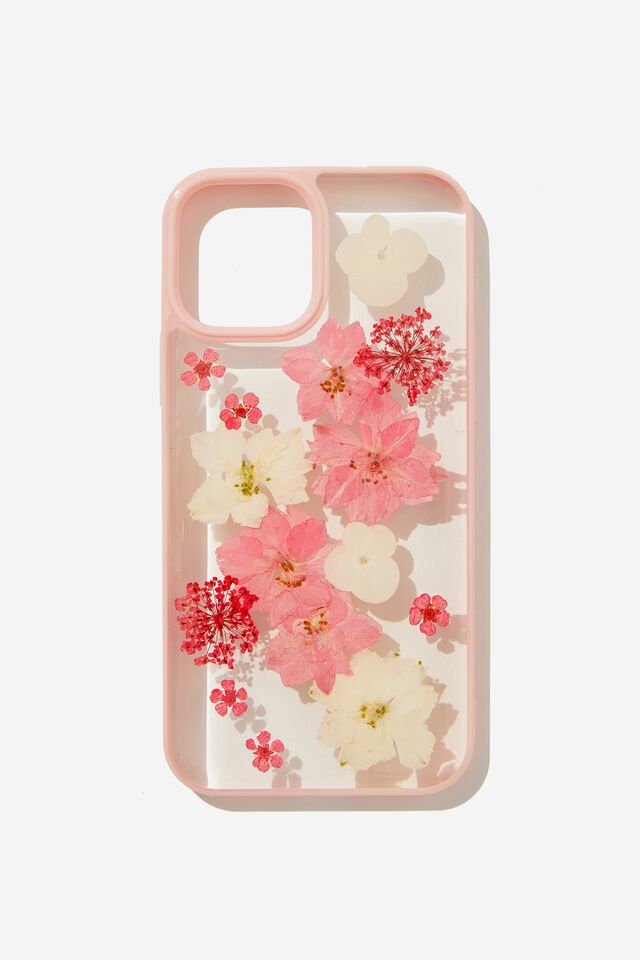 Protective Phone Case Iphone 12, 12 Pro, TRAPPED GARDEN FLOWERS / PINK