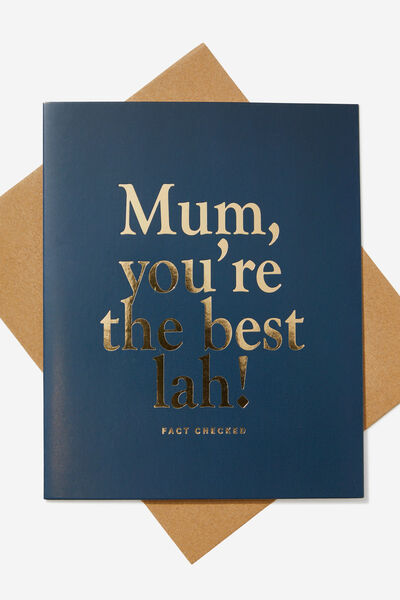 Mothers Day Card 2024, RG BEST MUM LAH NAVY GOLD