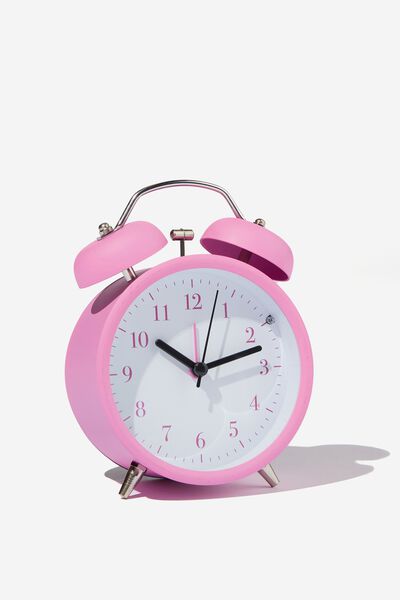 Alarm Bells Retro Clock, MATTE FUCSHIA