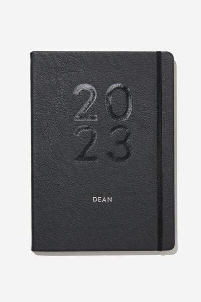 Personalised 2023 A4 Weekly Buffalo Diary, JET BLACK