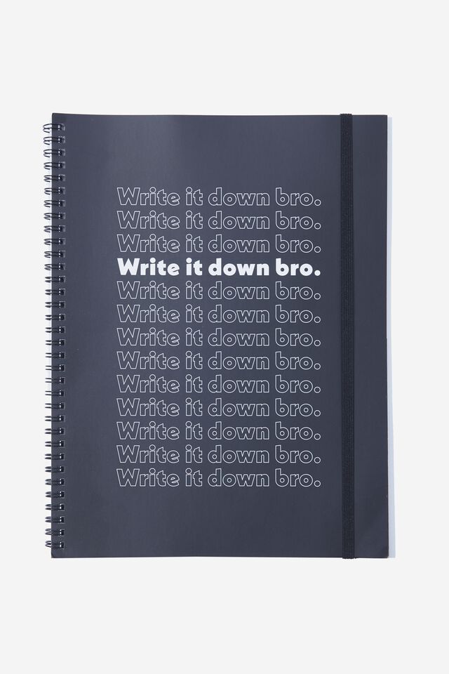 A4 Spinout Notebook Recycled, RG NZ WRITE IT DOWN BRO