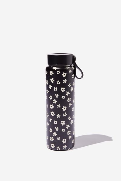 On The Move Metal Drink Bottle 500Ml, SMALL DAISIES B&W