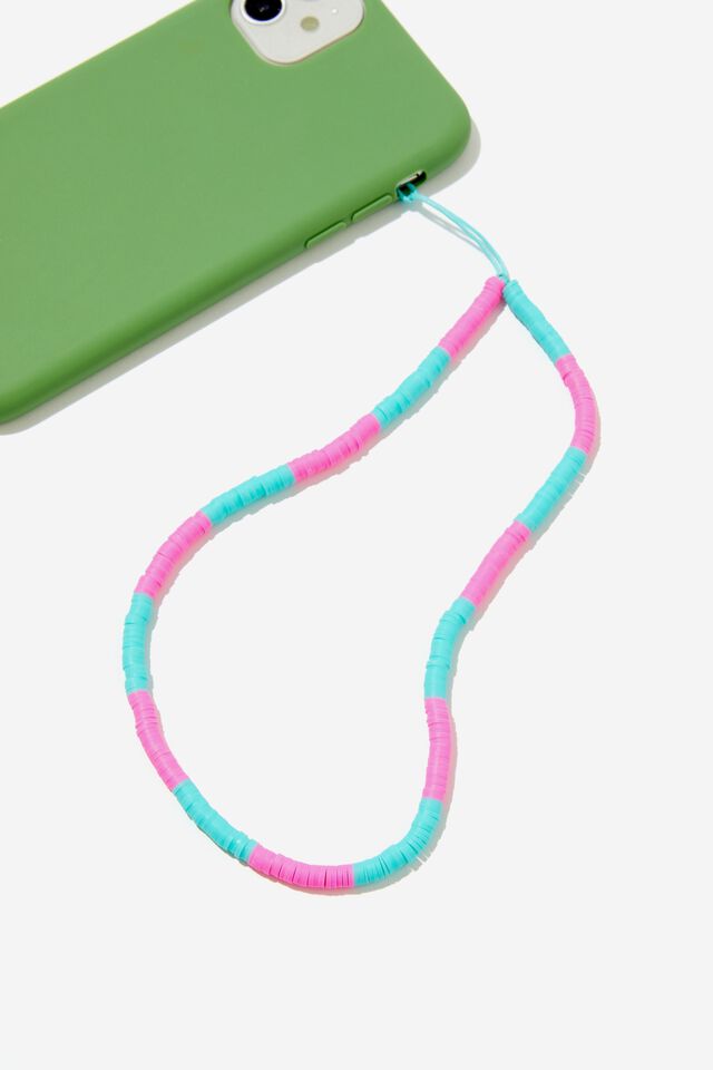 Carried Away Phone Charm Strap, SIZZLE PINK / MINTY SKIES