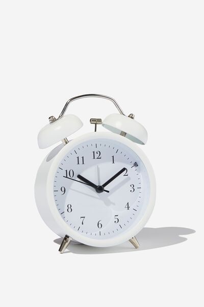 Alarm Bells Retro Clock, MATTE WHITE