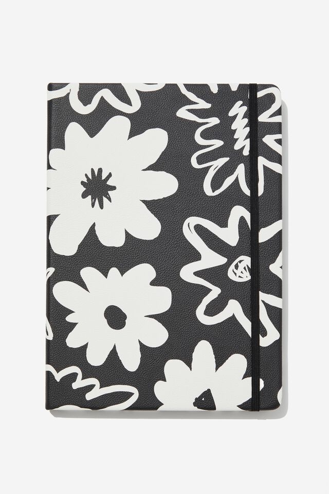 A4 Buffalo Journal, LULU OVERSIZE FLORAL BLACK AND WHITE