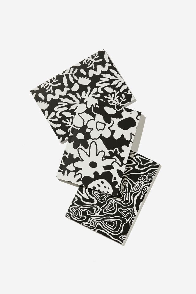 3 Pack Notebook Bundle, TOPOGRAPHY BLACK/WHITE