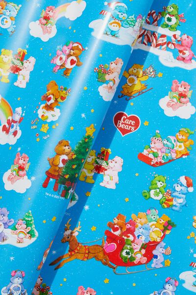 Christmas Wrapping Paper Roll, LCN CLC CARE BEARS BLUE