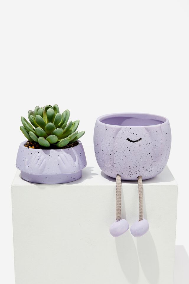 Stashed Away Mini Planter, PALE LILAC FACE ROPE LEGS