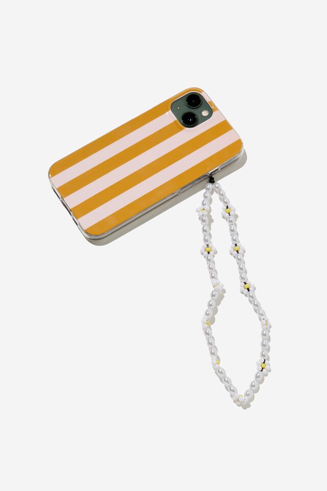 Carried Away Phone Charm Strap, BEADED PEARLS AND DAISIES