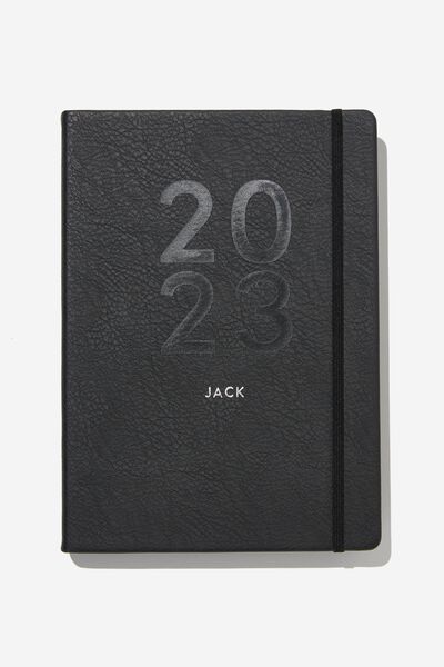Personalised 2023 A4 Daily Buffalo Diary, JET BLACK