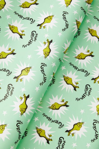 Christmas Wrapping Paper Roll, LCN DRS THE GRINCH GRINCHMAS SPEARMINT