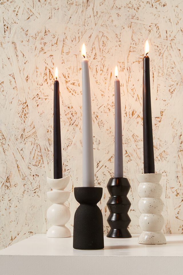 4 Pk Tapered Candles, BLACK