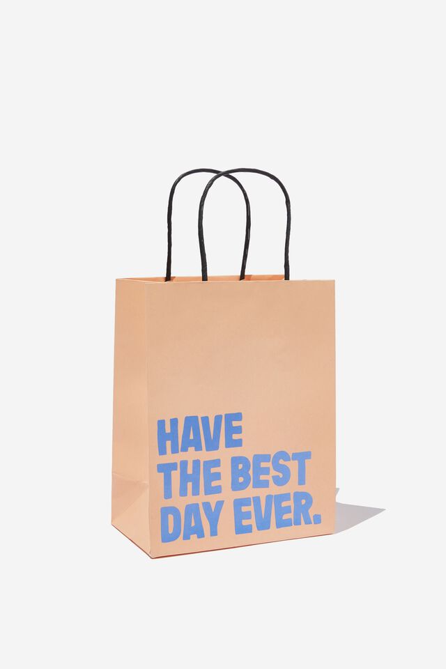 Get Stuffed Gift Bag - Small, HAVE THE BEST DAY EVER PEACH BLUE