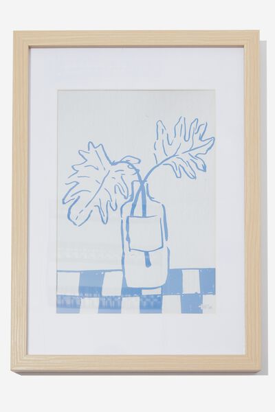 A4 Framed Print, BLUE PALMS VASE TESS LEE