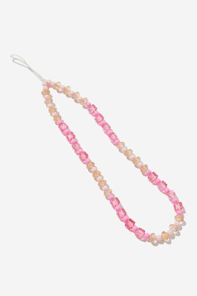 Carried Away Phone Charm Strap, PINK / GEM