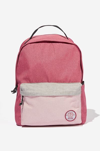 Collegiate Backpack, RED AUBERGINE COLOUR BLOCKED