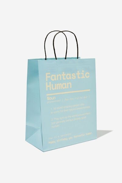 Get Stuffed Gift Bag - Medium, FANTASTIC HUMAN NOUN BLUE