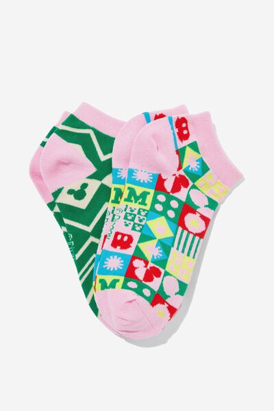 2 Pk Of Ankle Socks, LCN DIS MICKEY CHRISTMAS (S/M)