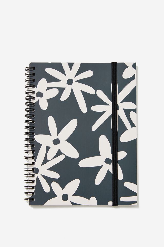 Small Spinout Notebook, PAPER DAISY BLACK AND WHITE LARGE